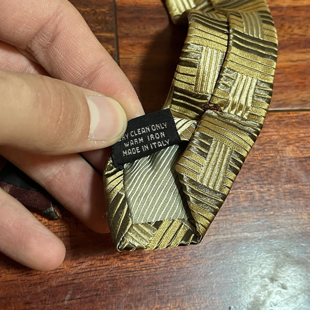ERMENEGILDO ZEGNA TIE LOT OF 3 Geometric Silk Wool Designer Luxury Made In Italy - Picture 6 of 12